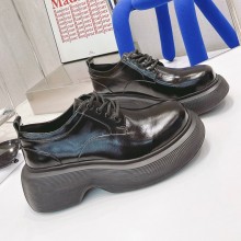 Dymonlatry Custom oil cowhide Platform shoes in black Dys005