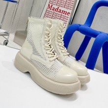 DYMONLATRY Custom oil cowhide Mesh Middle boots in White Dys022