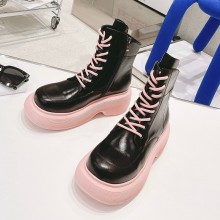 DYMONLATRY Custom oil cowhide Middle boots in pink/black Dys025