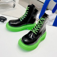 DYMONLATRY Custom oil cowhide Middle boots in green/black Dys026