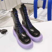 DYMONLATRY Custom oil cowhide Mid-high boots in purple/black Dys030