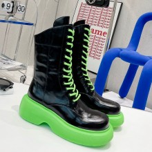 DYMONLATRY Custom oil cowhide Mid-high boots in green/black Dys032