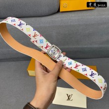  Louis Vuitton Calfskin belt in white   Ly014