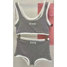 miu miu gray top and shorts 2024 