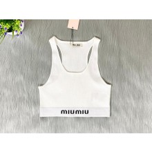 MIU MIU Cotton knit top MMV162 WHITE 2024 
