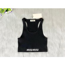MIU MIU Cotton knit top MMV162 BLACK 2024 