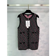 chanel Cashmere & Cotton Black, Pink & White vest P77951 2024 