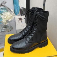 FENDI Matte cowhide leather Martin boots in Black  Fes001
