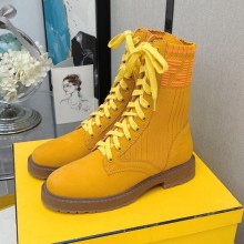 FENDI Matte cowhide leather Martin boots in Orange Fes005  