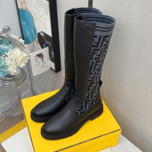  FENDI Knitted sock tube/Soft cowhide In-tube Martin boots Fes017