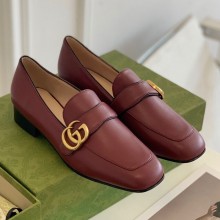 Gucci Goatskin Custom hardware Loafers Burgundy Gs014