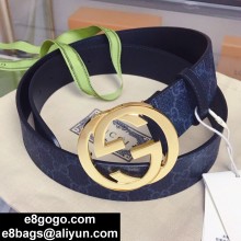 Gucci Supreme canvas PVC belt in dark blue    Gy002