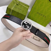 Gucci Fabric woven belt in green/red    Gy005
