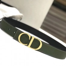 Dior Two-sided lychee pattern cowhide  belt in green/black     Gy015