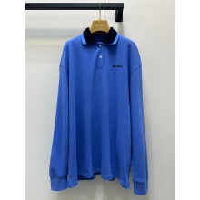 MIU MIU BLUE Cotton piqué polo shirt 2025