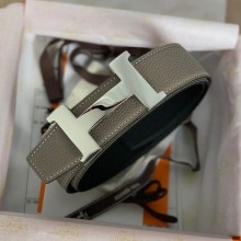 Hermes Calfskin belt in gray   Hy003