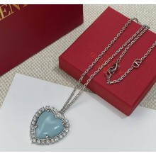 Valentino Coeur Hyperbole Necklace in Metal, Resin and Swarovski Crystals PALLADIUM/AZURE 2025