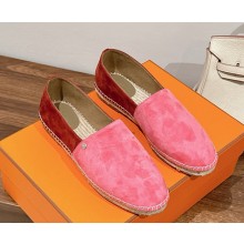 Hermes Joven Espadrilles in suede goatskin pink/burgundy 2025