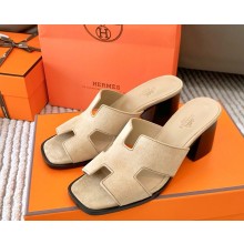 HERMES Helia 60 sandal in suede goatskin beige 2025 