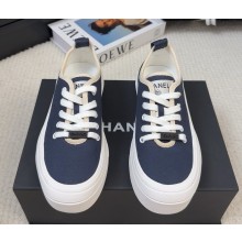 Chanel platform cotton sneakers blue 0314-2025