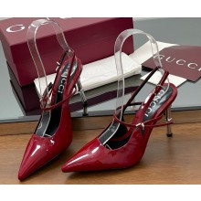 Gucci Women's slingback pump 812998 Gucci Rosso Ancora red patent leather heel 9.5cm 2025