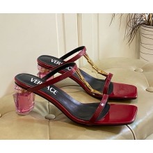 Versace patent calfskin sandals with Bottle Heel burgundy 2025