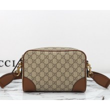 Gucci GG Emblem small crossbody bag 821155 Beige and dark brown new GG Monogram coated fabric 2024