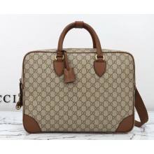 Gucci GG Emblem medium briefcase 821149 Beige and dark brown new GG Monogram coated fabric 2024