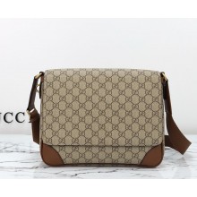 Gucci GG Emblem medium crossbody bag 821154 Beige and dark brown new GG Monogram coated fabric 2024