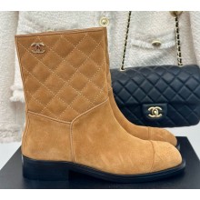 Chanel CC Short Boots in suede Calfskin yellow 1209-2024