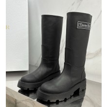 Dior D-Scots Boot Black Rubber-Effect Calfskin 2024
