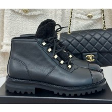 Chanel Lambskin Lace-Up ankle Boots black 1209-2024