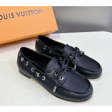 Louis Vuitton Soho Flat Boat Shoe 1AGWBK black Plain calf leather 2025