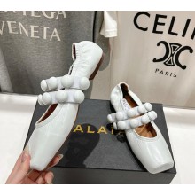 Alaïa calfskin Sphere-Detail Ballet Flats white 2025