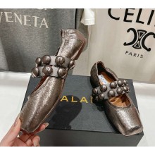 Alaïa calfskin Sphere-Detail Ballet Flats grey 2025