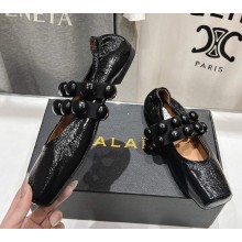 Alaïa calfskin Sphere-Detail Ballet Flats black 2025