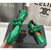 Alaïa calfskin Sphere-Detail Ballet Flats green 2025