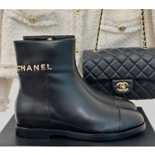 Chanel lambskin ankle Boots in black 1209-2024