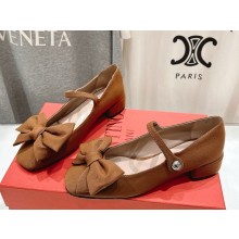 Valentino Garavani Bowjane Mary-Jane  in crepe fabric brown 2025