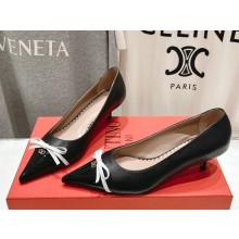 Valentino Garavani  Calfskin and Patent leather pumps with bow black heel 4cm 2025
