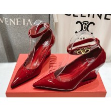 Valentino Garavani VLogo-plaque patent pumps red calf leather heel 8cm 2025