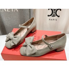 Valentino Garavani Bowjane Mary-Jane  in crepe fabric grey 2025
