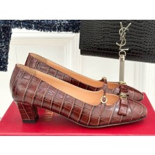 Valentino Garavani Bowow 40 croc-effect leather pumps burgundy 2025