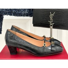 Valentino Garavani Bowow 40 croc-effect leather pumps black 2025