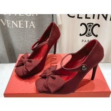 Valentino Garavani Bowjane Mary-Jane pumps in crepe fabric burgundy heel 9cm 2025