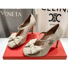 Valentino Garavani Bowjane Mary-Jane pumps in crepe fabric beige heel 9cm 2025