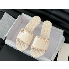 Chanel calfskin with chain slippers white 2025