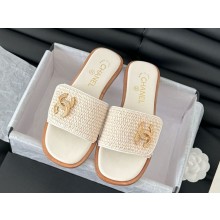 Chanel Slippers Lambskin with CC logo white 02 2025