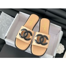 Chanel Slippers Lambskin with CC logo beige 06 2025