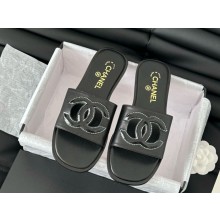 Chanel Slippers Lambskin with CC logo black 04 2025